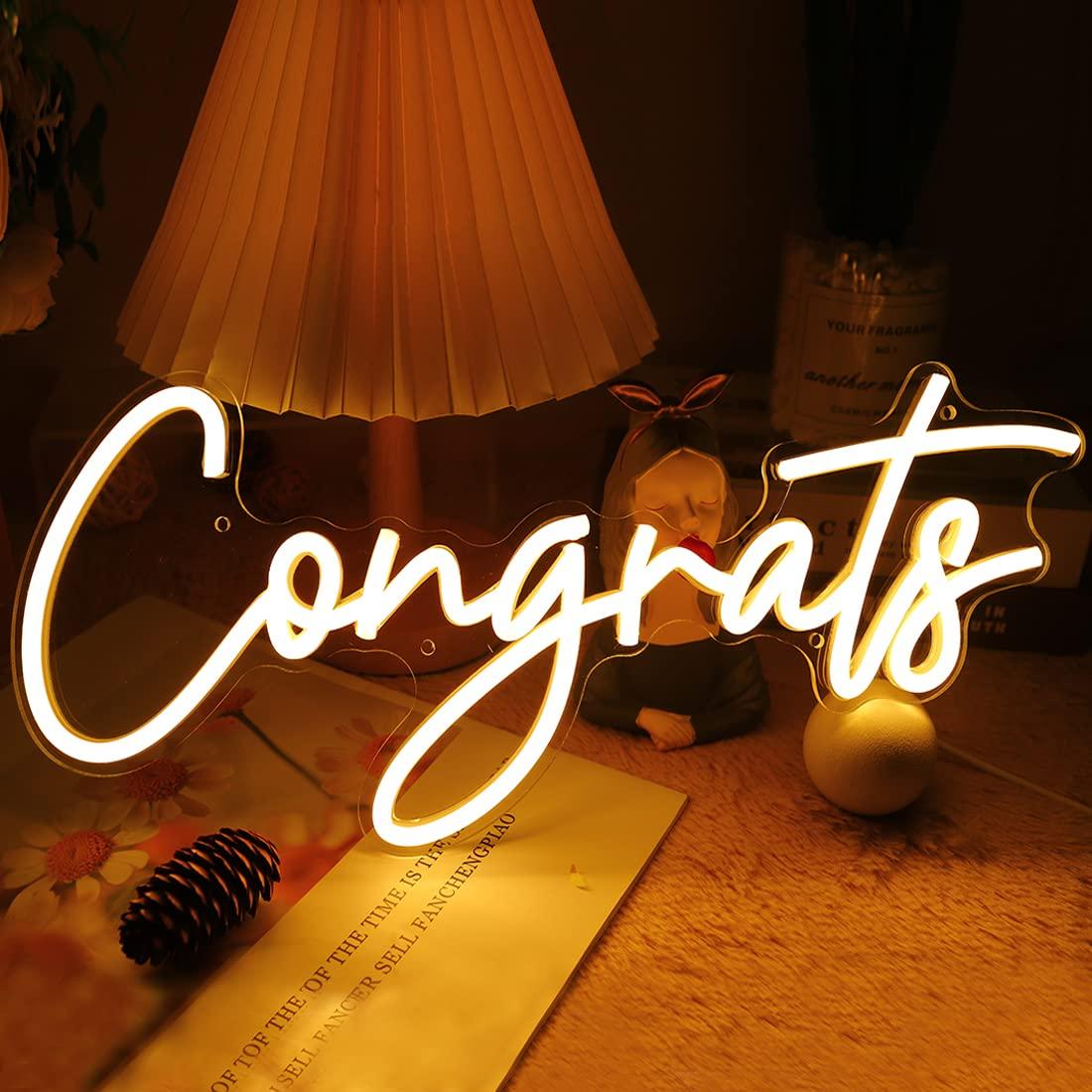 Wall Decor Lighting - Insegna al Neon 'Congratulazioni' con Luce