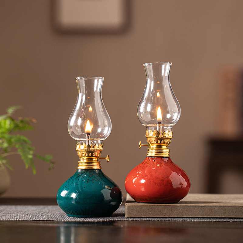 Vintage Lighting Decor - Lampada a Olio in Ceramica Vintage
