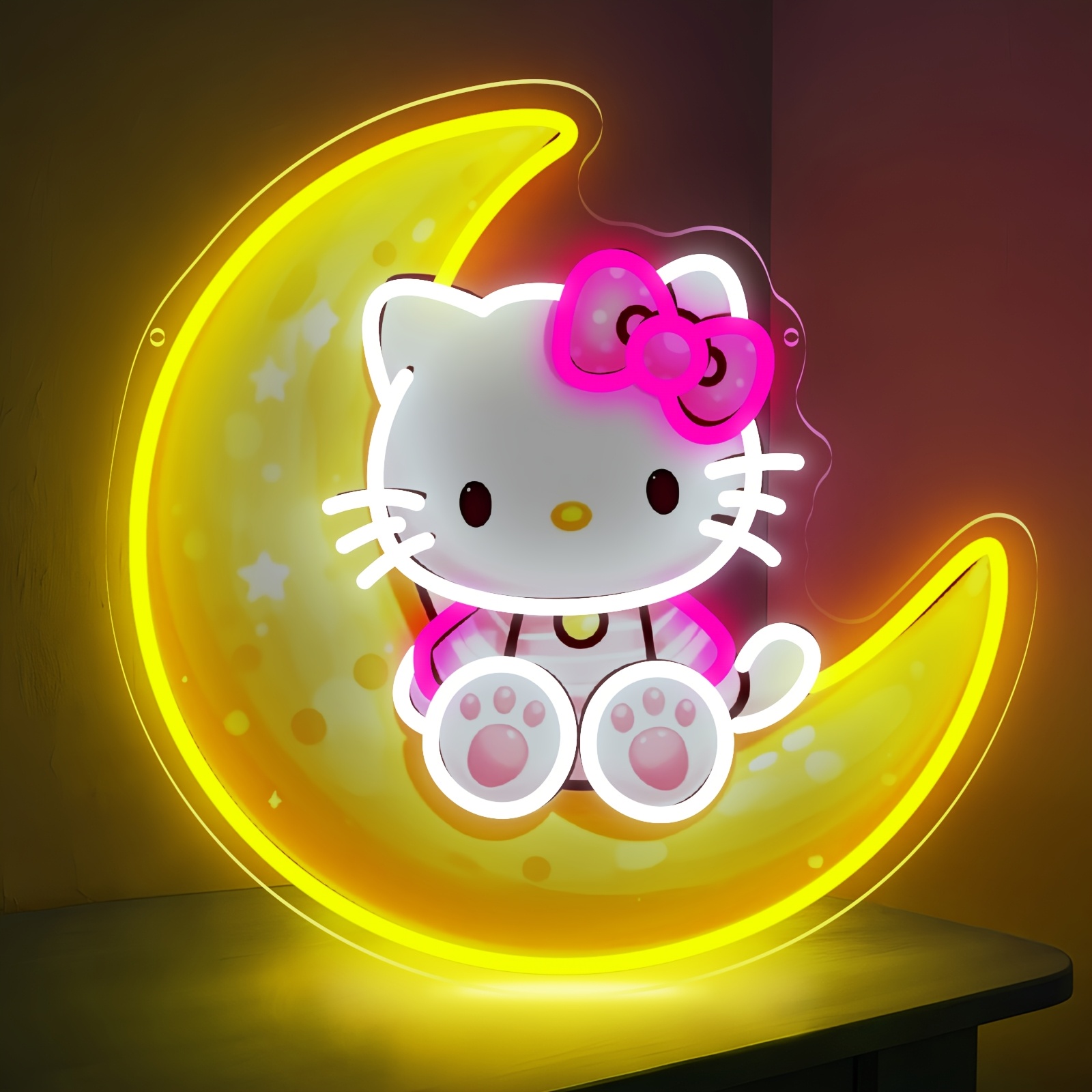 Lighting Room Decor Items - Hello Kitty on Moon Yellow, simpatica