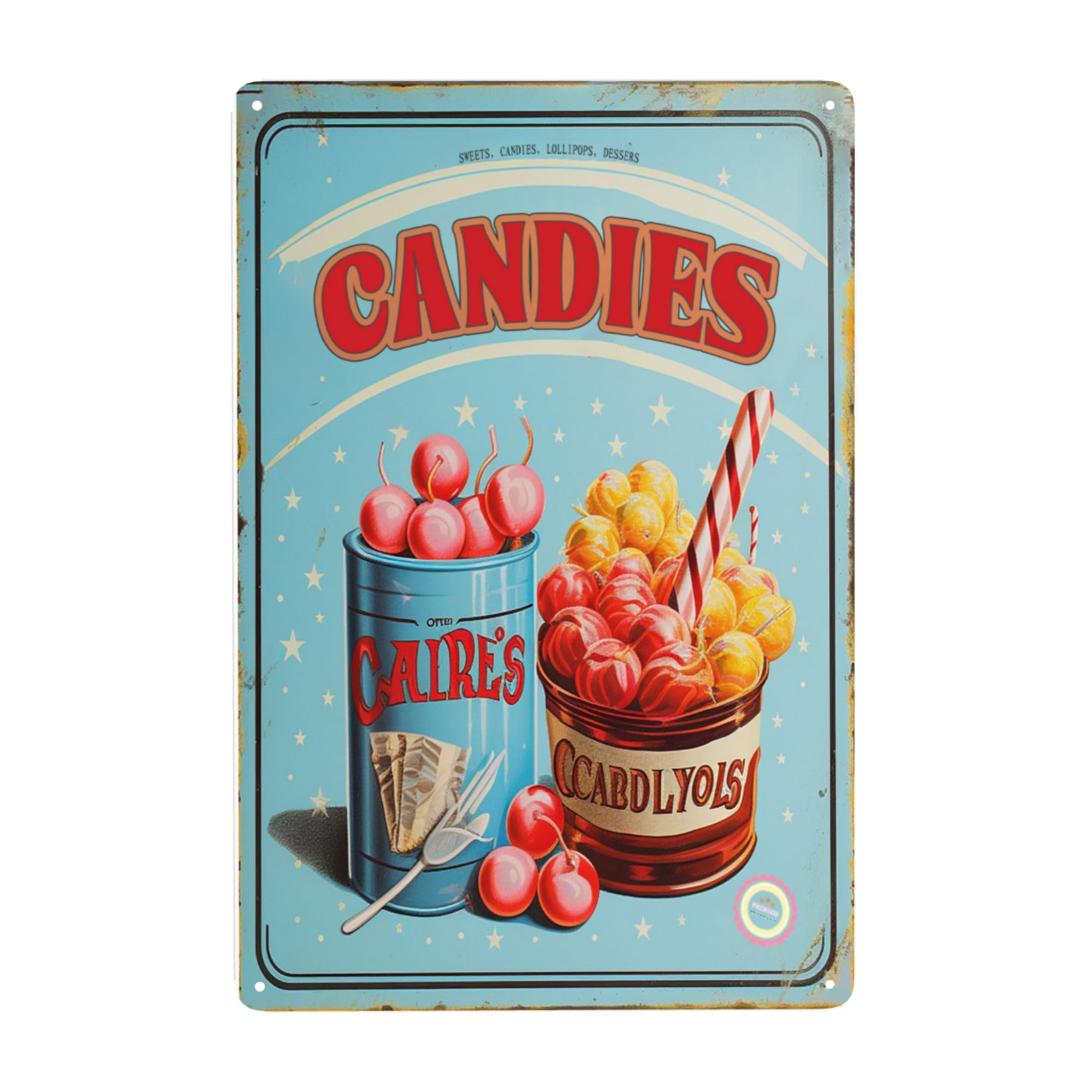 Vintage Lighting Decor - Decor;; Targhe in metallo per caramelle,