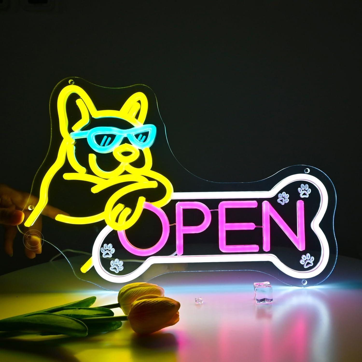 Wall Decor Lighting - Insegna al Neon 'Pet Shop Open'
