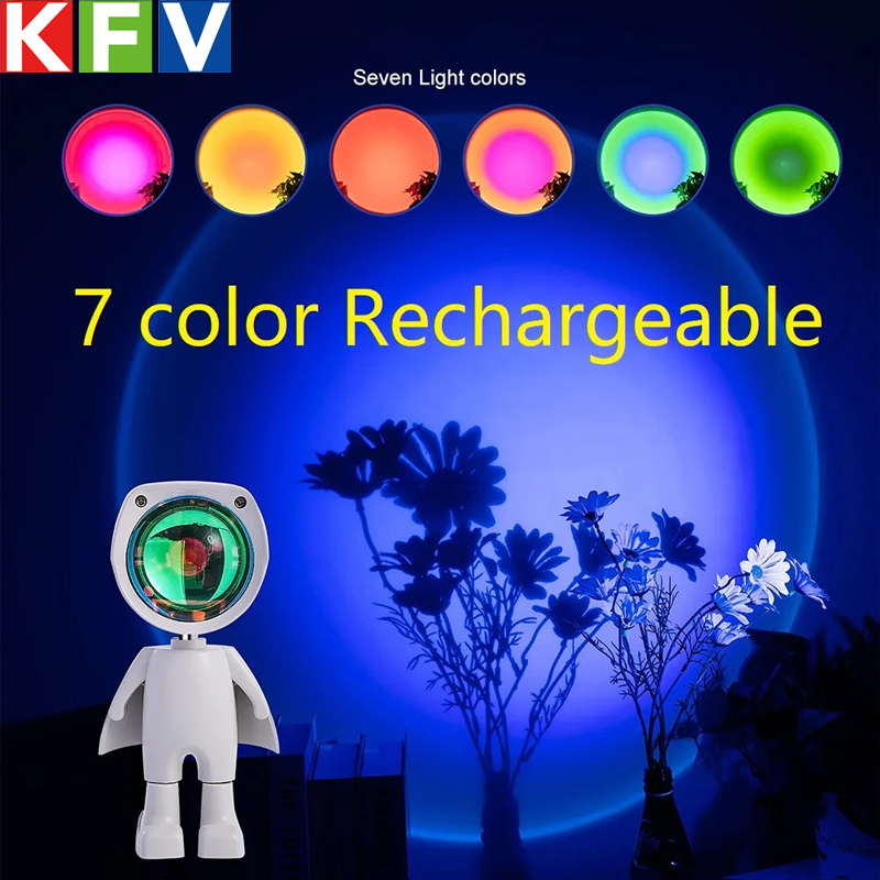 Sunset Lamp Projection - Astronauta Robot Proiezione arcobaleno Lampada solare