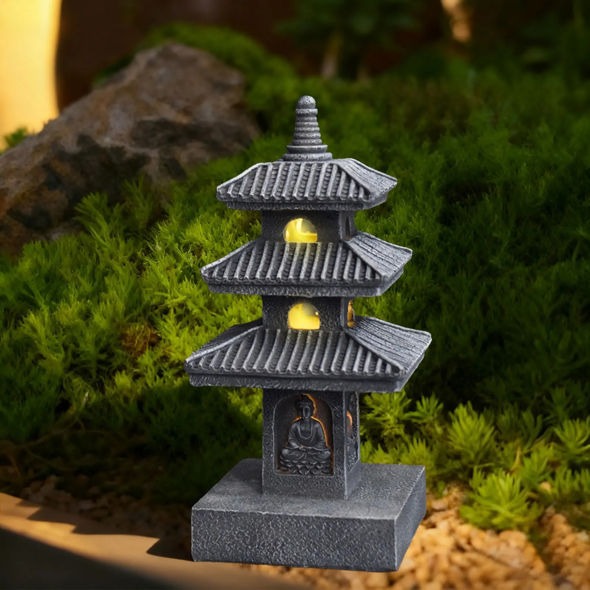 Japanese Lighting Decor - Luci Solari da Giardino, Lanterna Impermeabile,