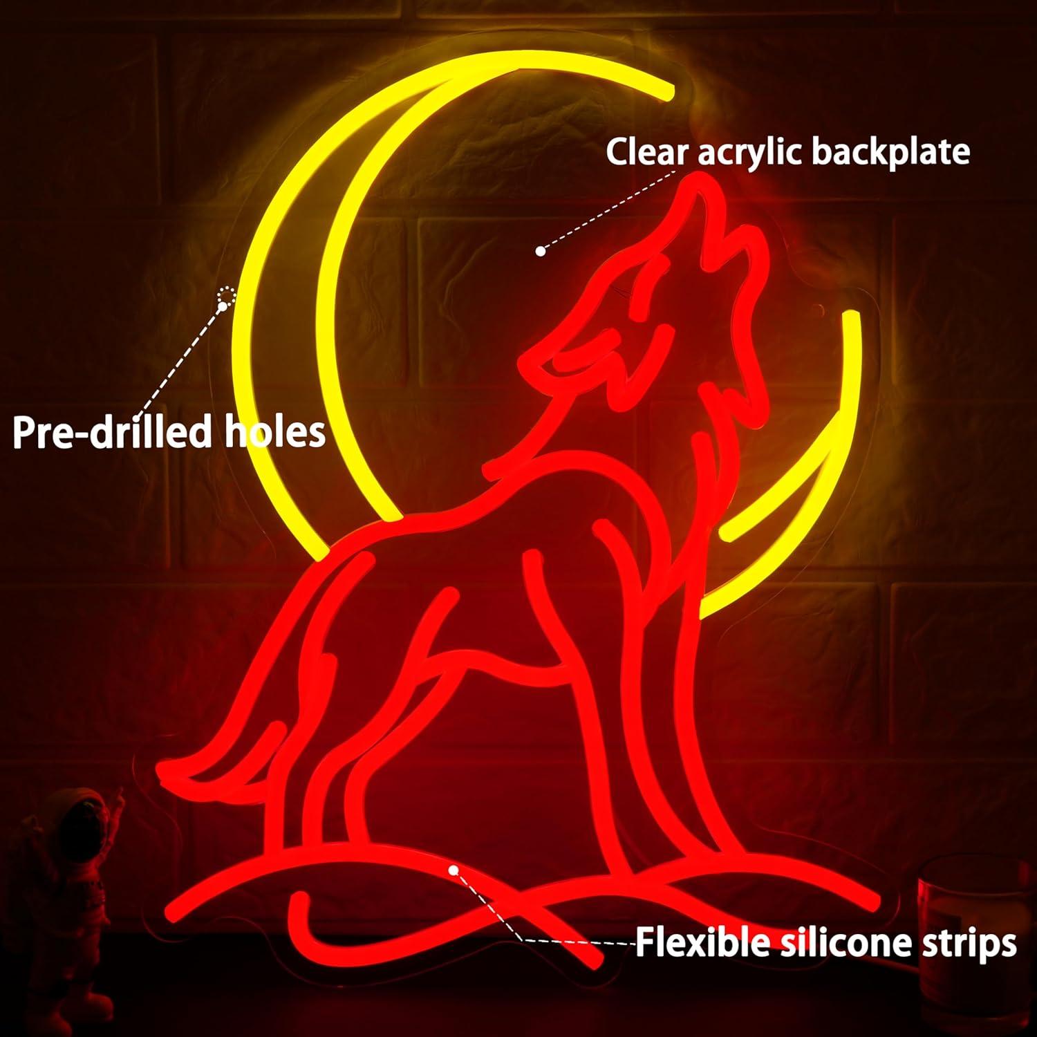 Insegna al Neon Lupo Urlante c - Wall Decor Lighting recensione e prezzo
